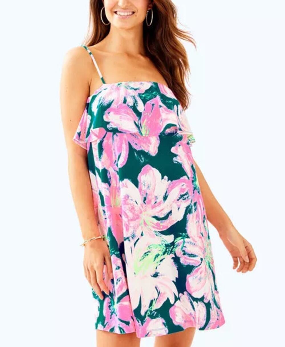 Lilly Pulitzer Annastasha Popover Shift Dress Tidal Wave Pans Garden Size Medium